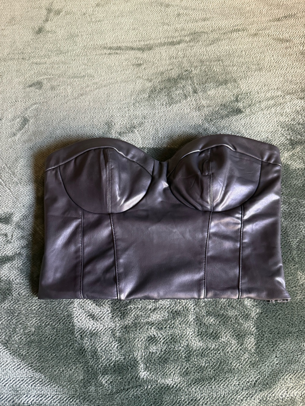 Express Black Faux Leather Strapless Bustier Bandeau
